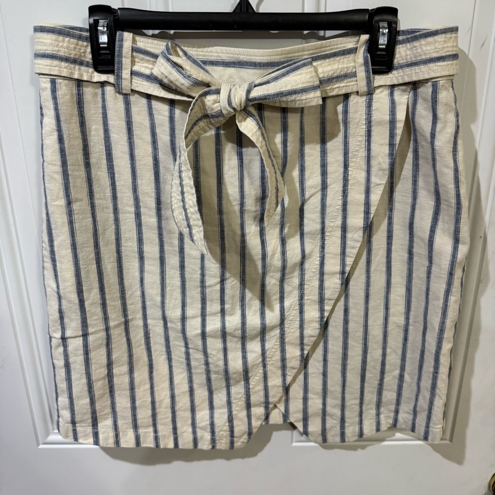 Madewell Blue and White Wrap Mini Skirt